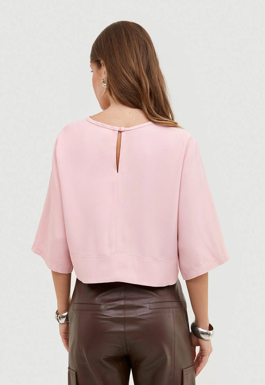 Blusa Crepe Manga Bella - Rosa