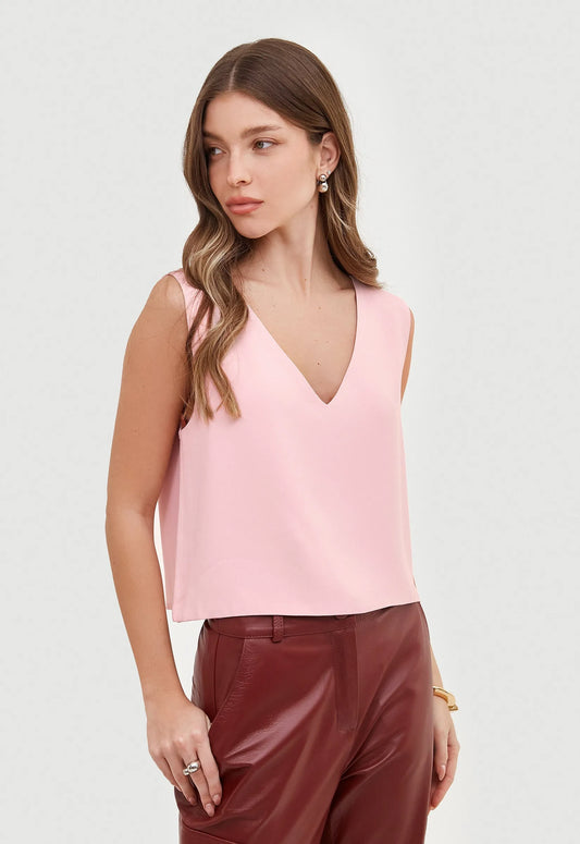 Blusa Crepe Decote V Léa - Rosa