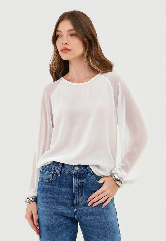 Blusa Maitê Veludo de Seda - Off White