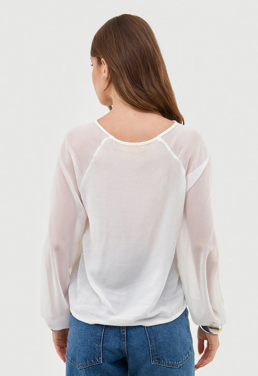 Blusa Maitê Veludo de Seda - Off White