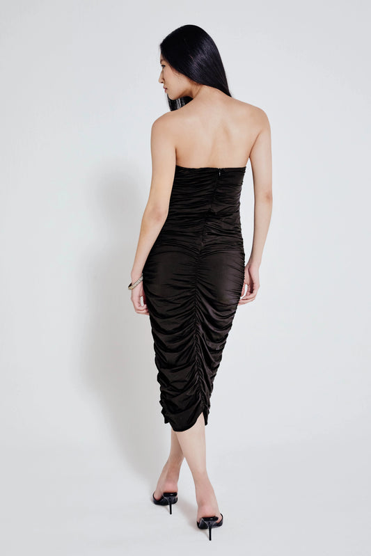 Vestido Drapeado Solene - Preto