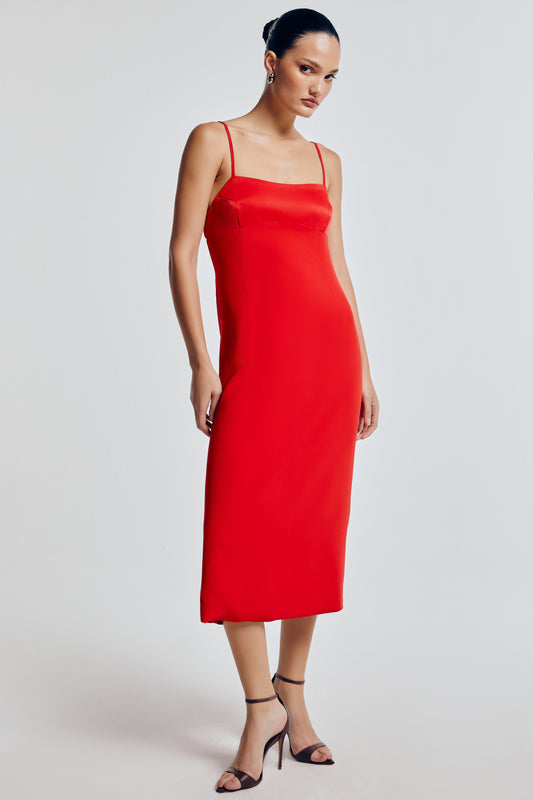 Vestido Midi Crepe Laura - Vermelho