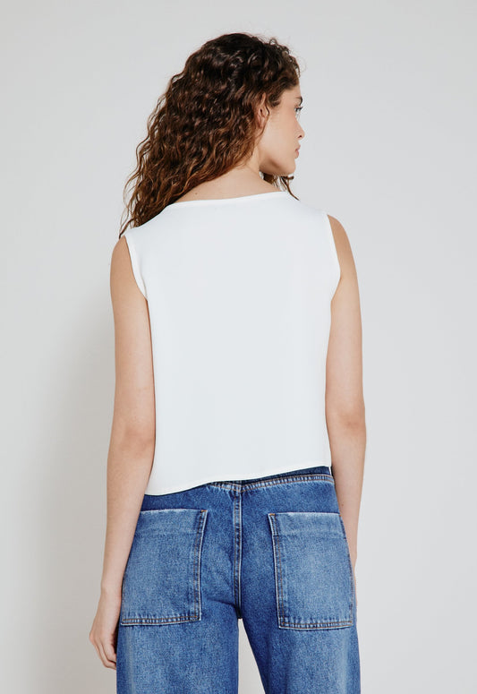 Blusa Crepe Decote V Léa - Off White