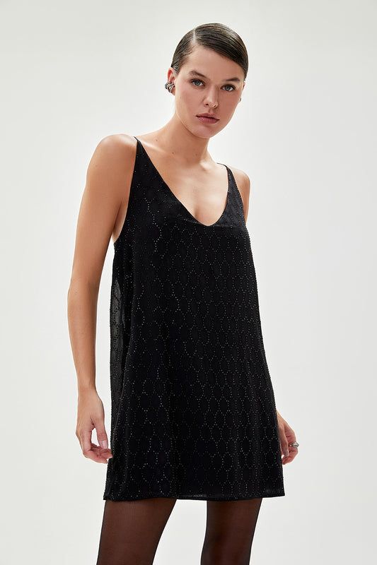 Vestido Cristais Madeline - Preto