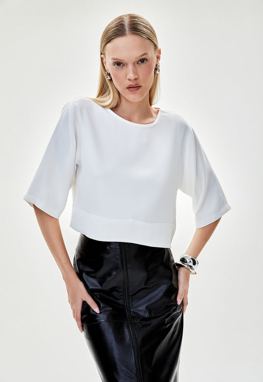 Blusa Crepe Manga Bella - Off White