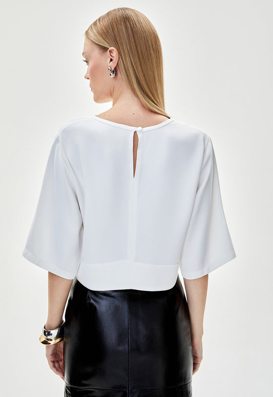 Blusa Crepe Manga Bella - Off White