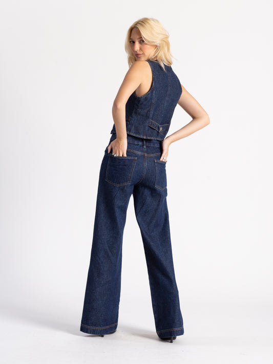 Calça Jeans Cargo Isabelle - Azul Marinho