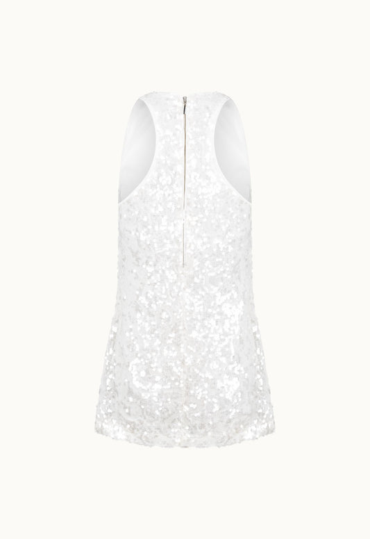 Vestido Curto Paetês Nicole - Off White