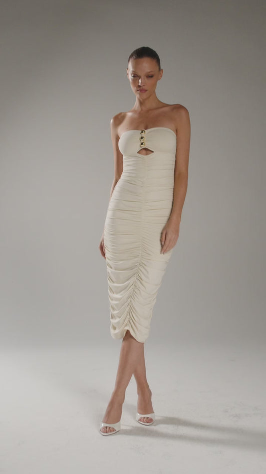 Vestido Drapeado Solene - Off White